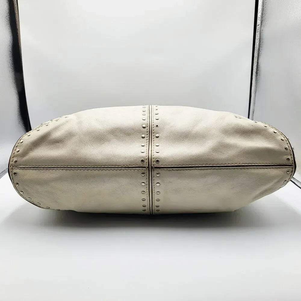 Y2K Michael by Michael Kors Cream Leather Studded Slouch Hobo Shoulder Bag